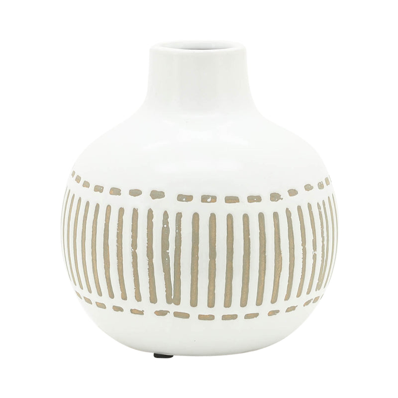 CER, 6H ROUND AZTEC VASE, GRAY