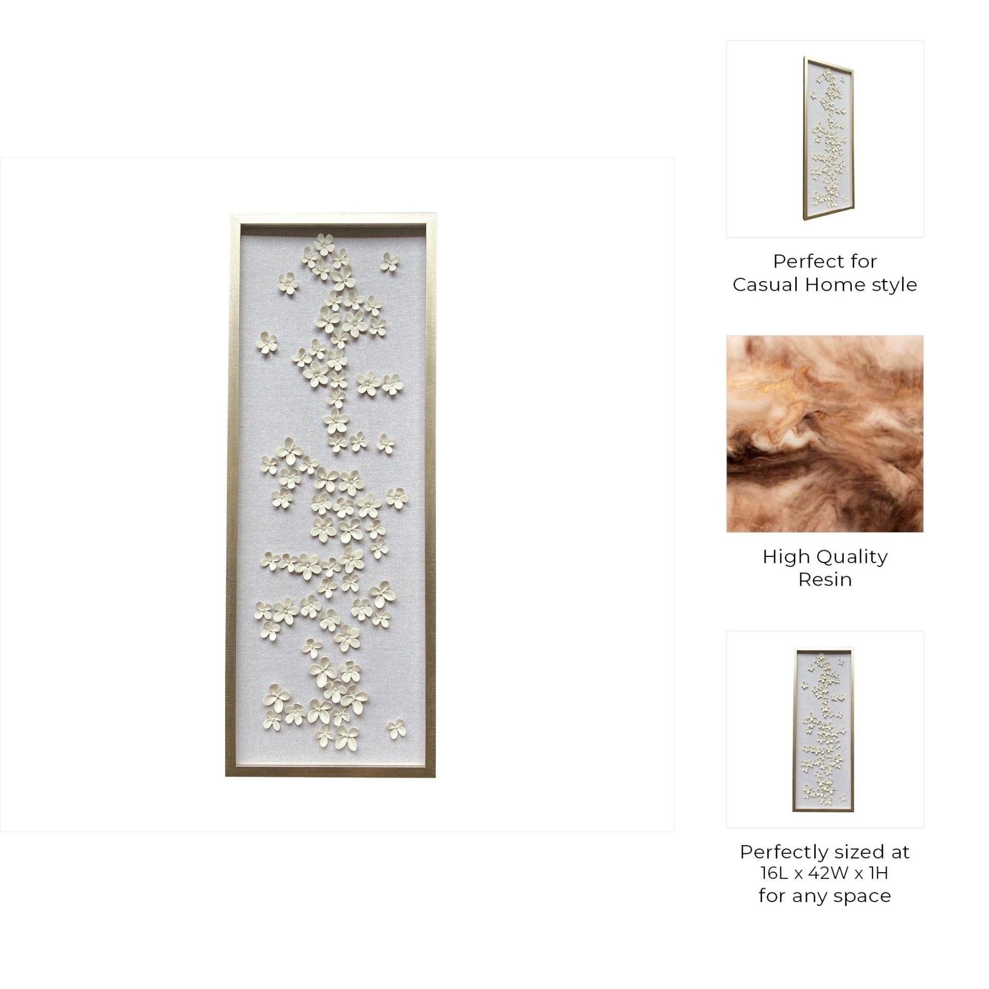 16X42 CHARNEY DIMENSIONAL FLOWER SHADOWBOX ART Wall Art| Sagebrook Home
