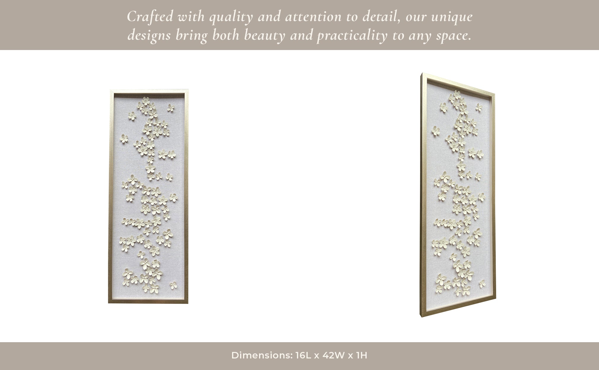 16X42 CHARNEY DIMENSIONAL FLOWER SHADOWBOX ART Wall Art| Sagebrook Home