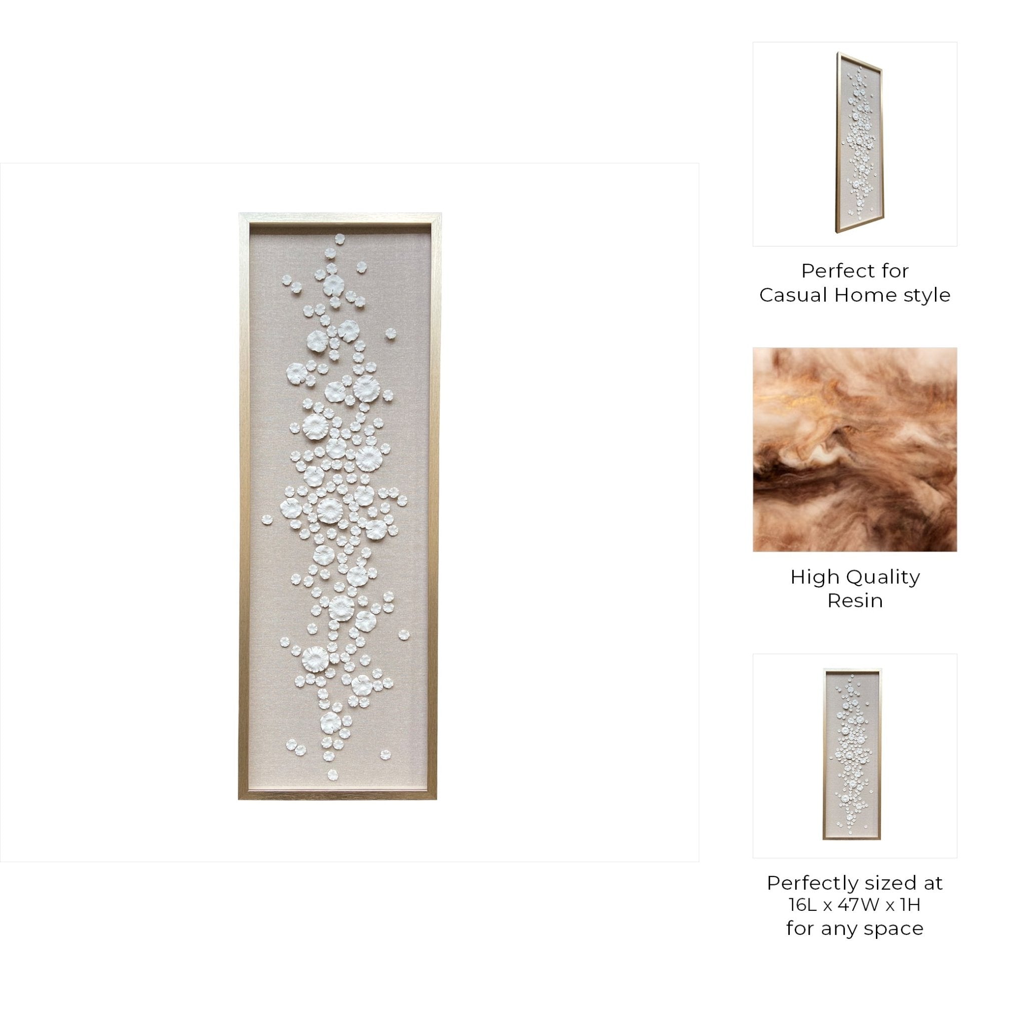 16X47 PADUINAN DIMENSIONAL FLOWER SHADOWBOX ART Wall Art| Sagebrook Home