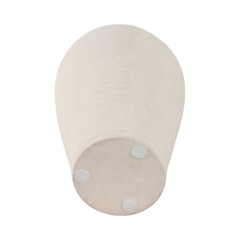 16x9" Paper Mache Ribbed Floor Vase, Ivory - Al Rugaib Furniture