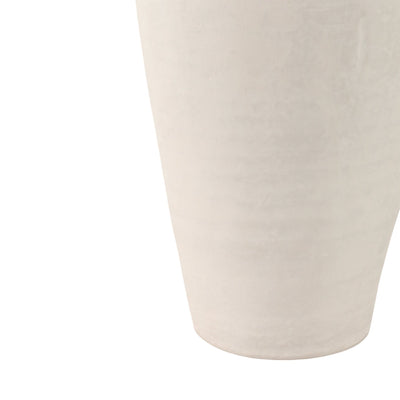 16x9" Paper Mache Ribbed Floor Vase, Ivory - Al Rugaib Furniture
