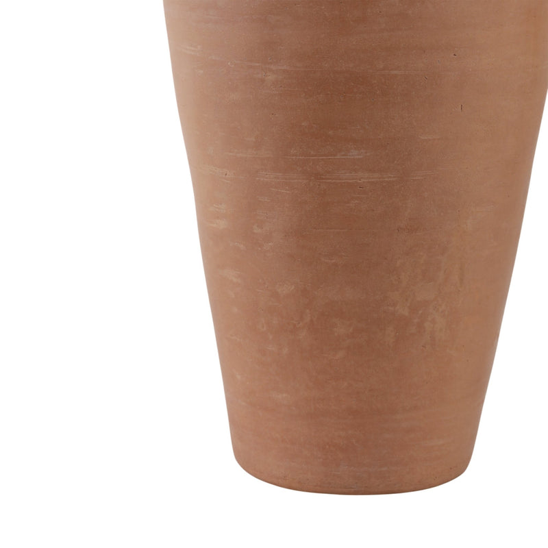 16x9" Terracotta Ribbed Floor Vase, Natural - Al Rugaib Furniture