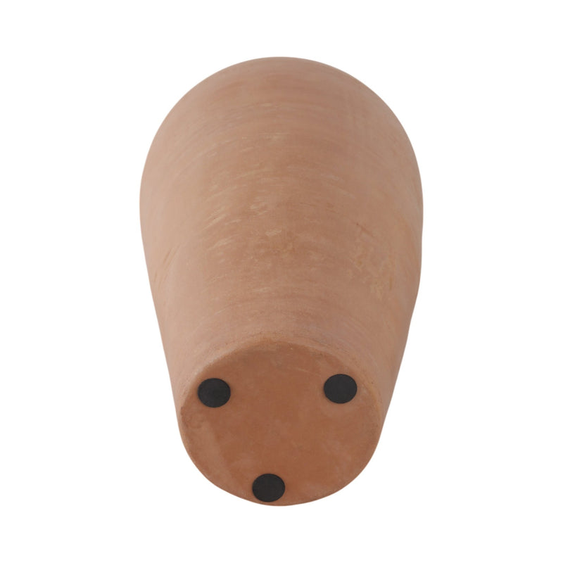 16x9" Terracotta Ribbed Floor Vase, Natural - Al Rugaib Furniture