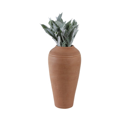 16x9" Terracotta Ribbed Floor Vase, Natural - Al Rugaib Furniture