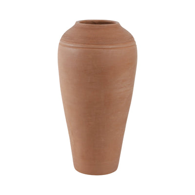 16x9" Terracotta Ribbed Floor Vase, Natural - Al Rugaib Furniture