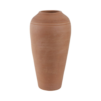 16x9" Terracotta Ribbed Floor Vase, Natural - Al Rugaib Furniture