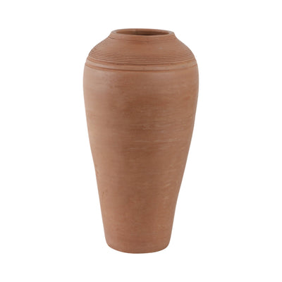 16x9" Terracotta Ribbed Floor Vase, Natural - Al Rugaib Furniture