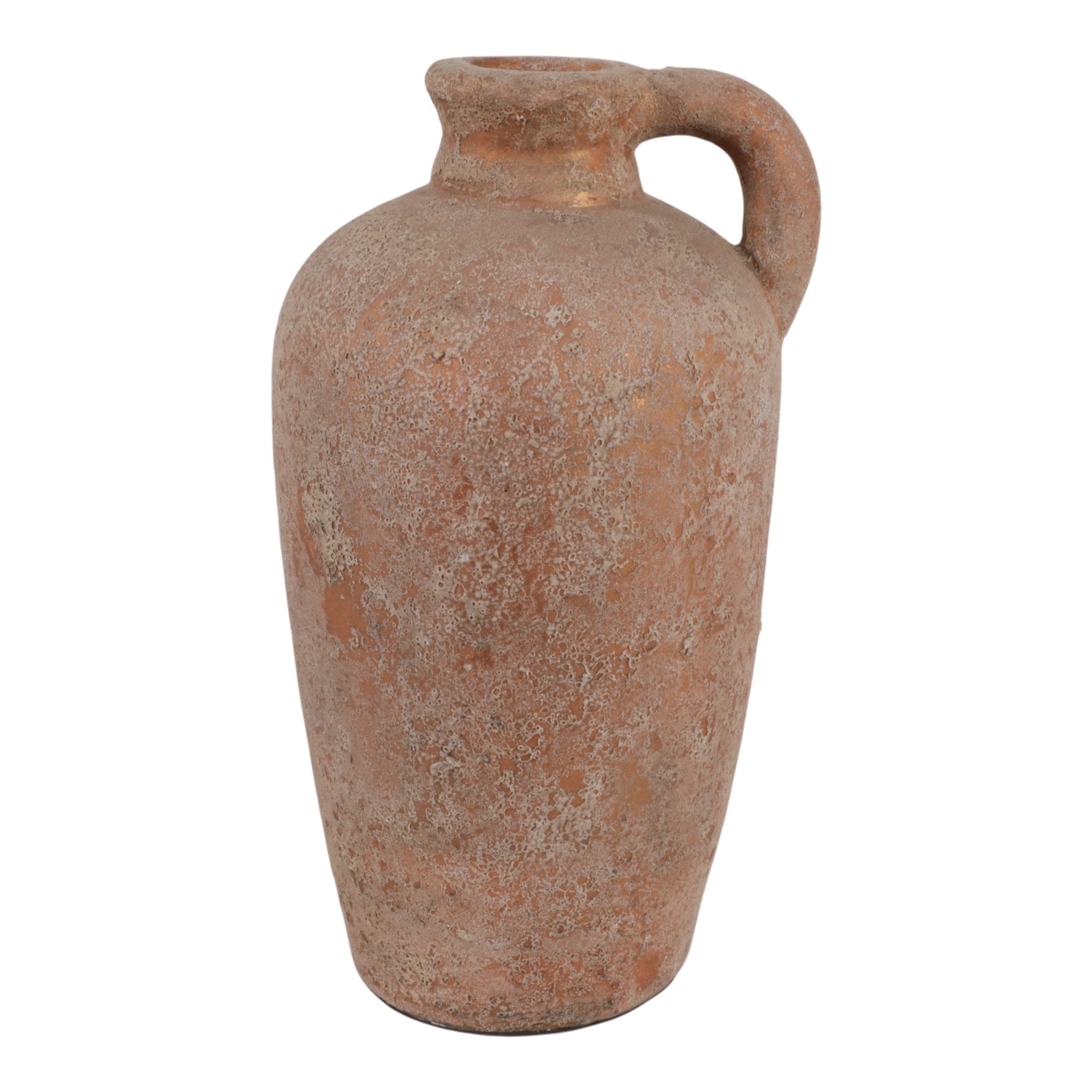 16x9" Terracotta Textured Jug Vase, Gold Vases and Jars| Sagebrook Home