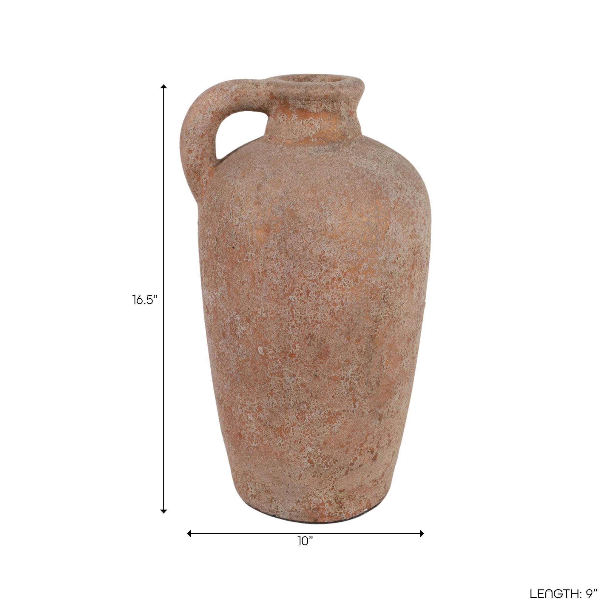 16x9" Terracotta Textured Jug Vase, Gold Vases and Jars| Sagebrook Home