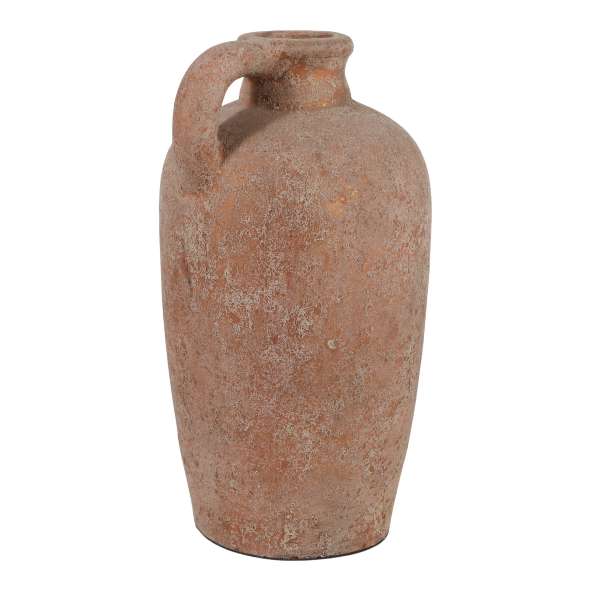 16x9" Terracotta Textured Jug Vase, Gold Vases and Jars| Sagebrook Home