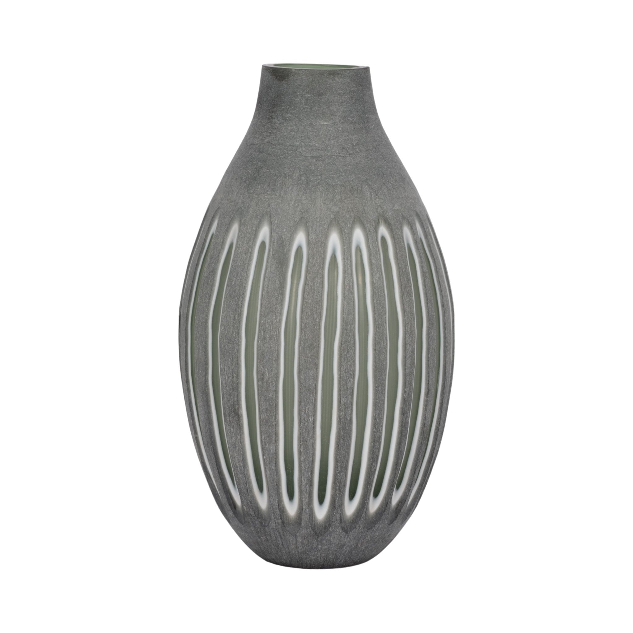17" ABBOT LARGE GREEN/GREY GLASS VASE Vases and Jars| Sagebrook Home