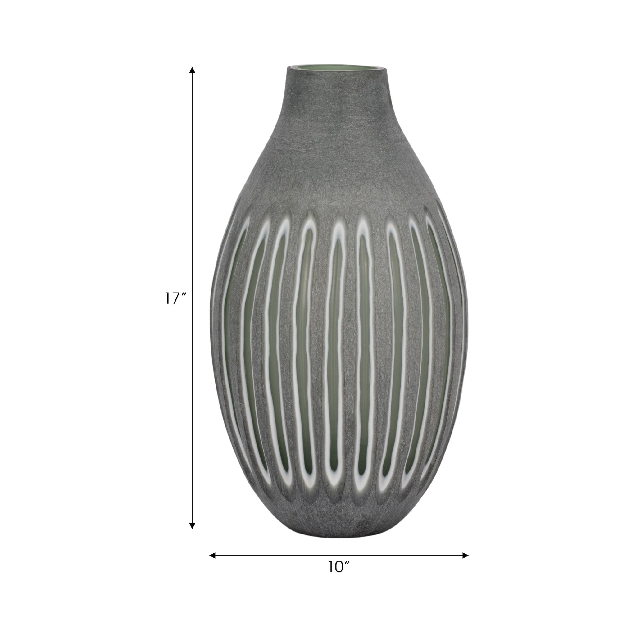 17" ABBOT LARGE GREEN/GREY GLASS VASE Vases and Jars| Sagebrook Home