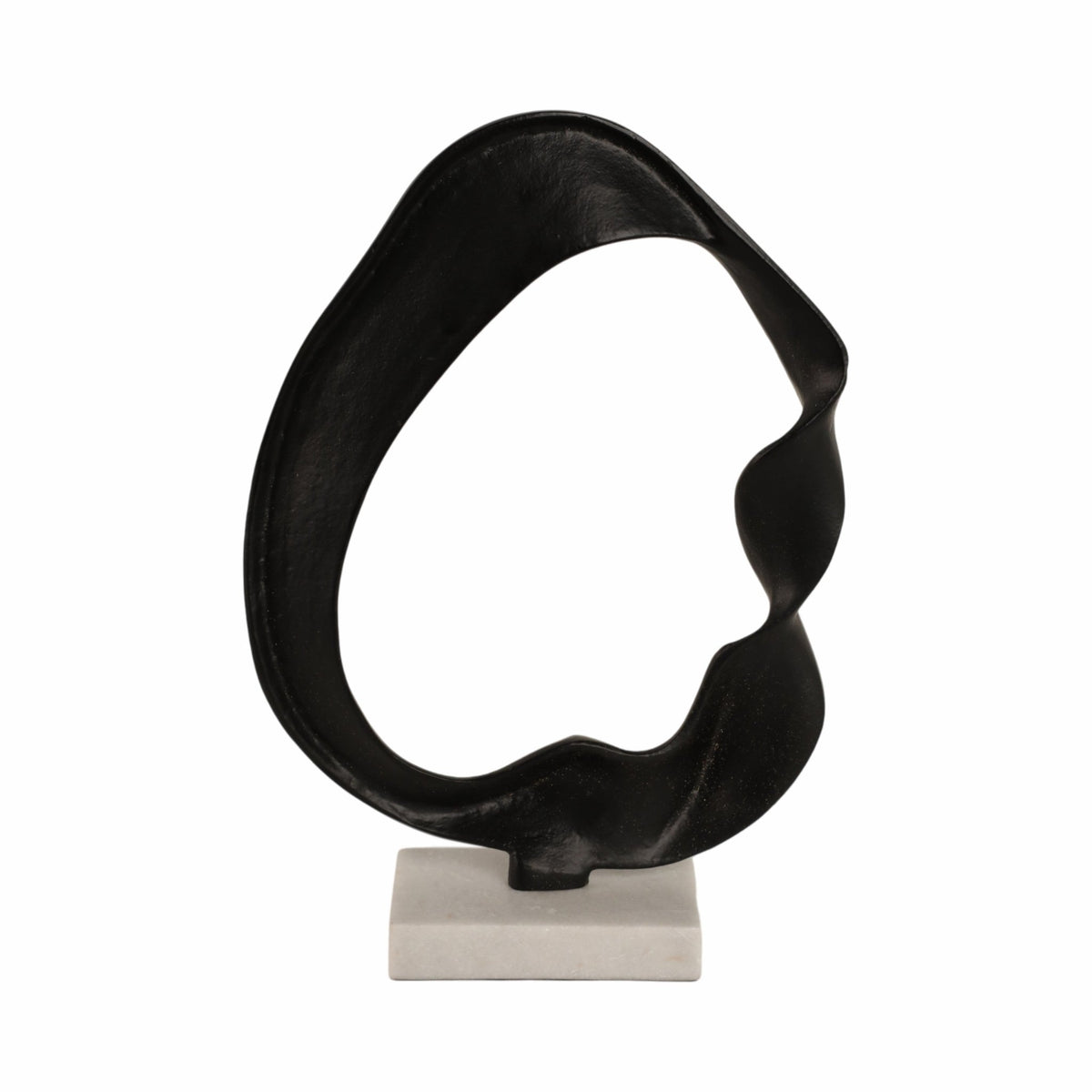 17" Abstract Circle On Marble Base, Black/white Table Decors| Sagebrook Home