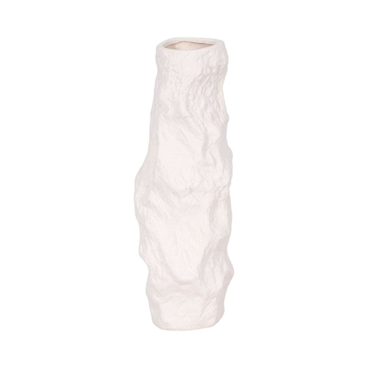 17" Jagged Textured Vase, White Vases and Jars| Sagebrook Home