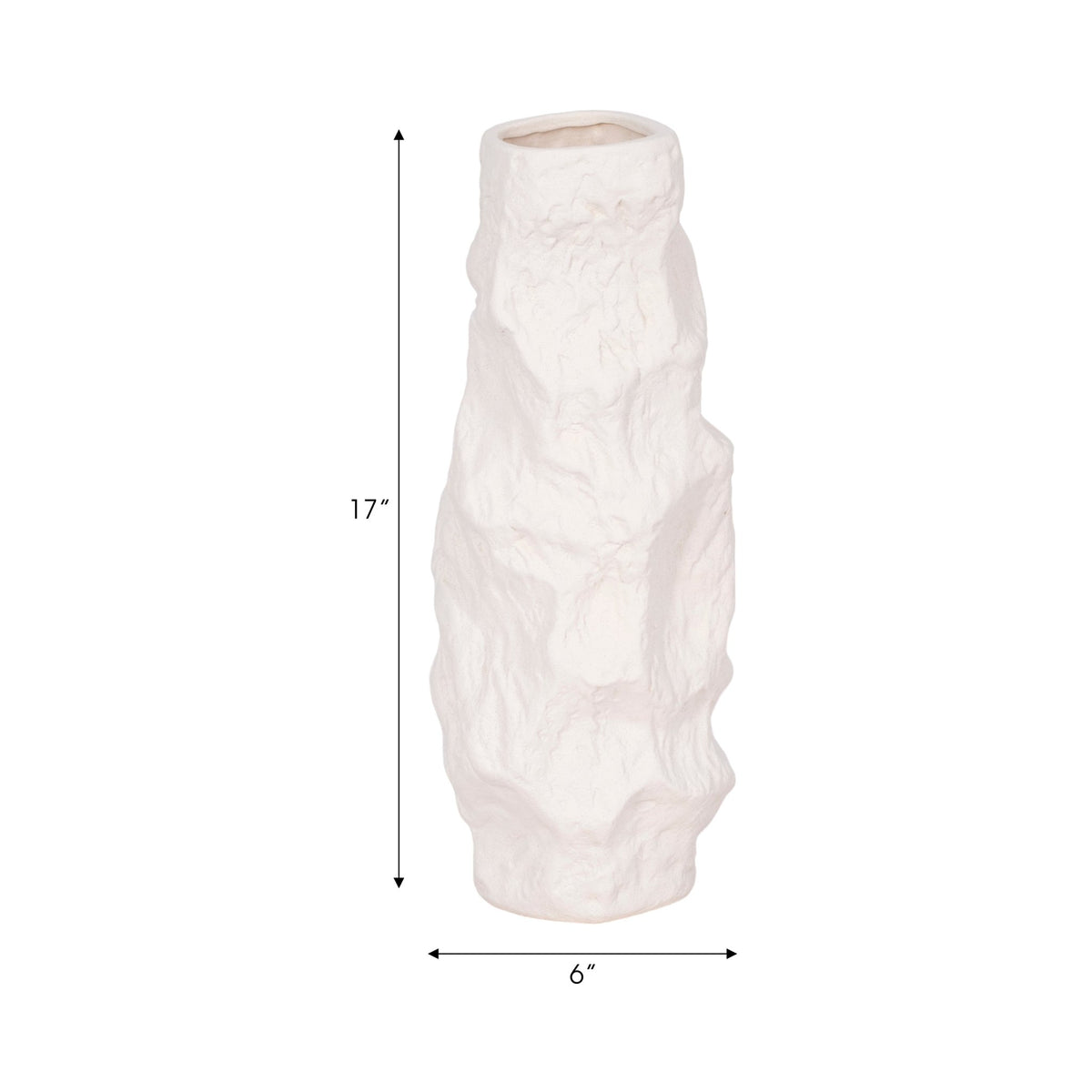 17" Jagged Textured Vase, White Vases and Jars| Sagebrook Home