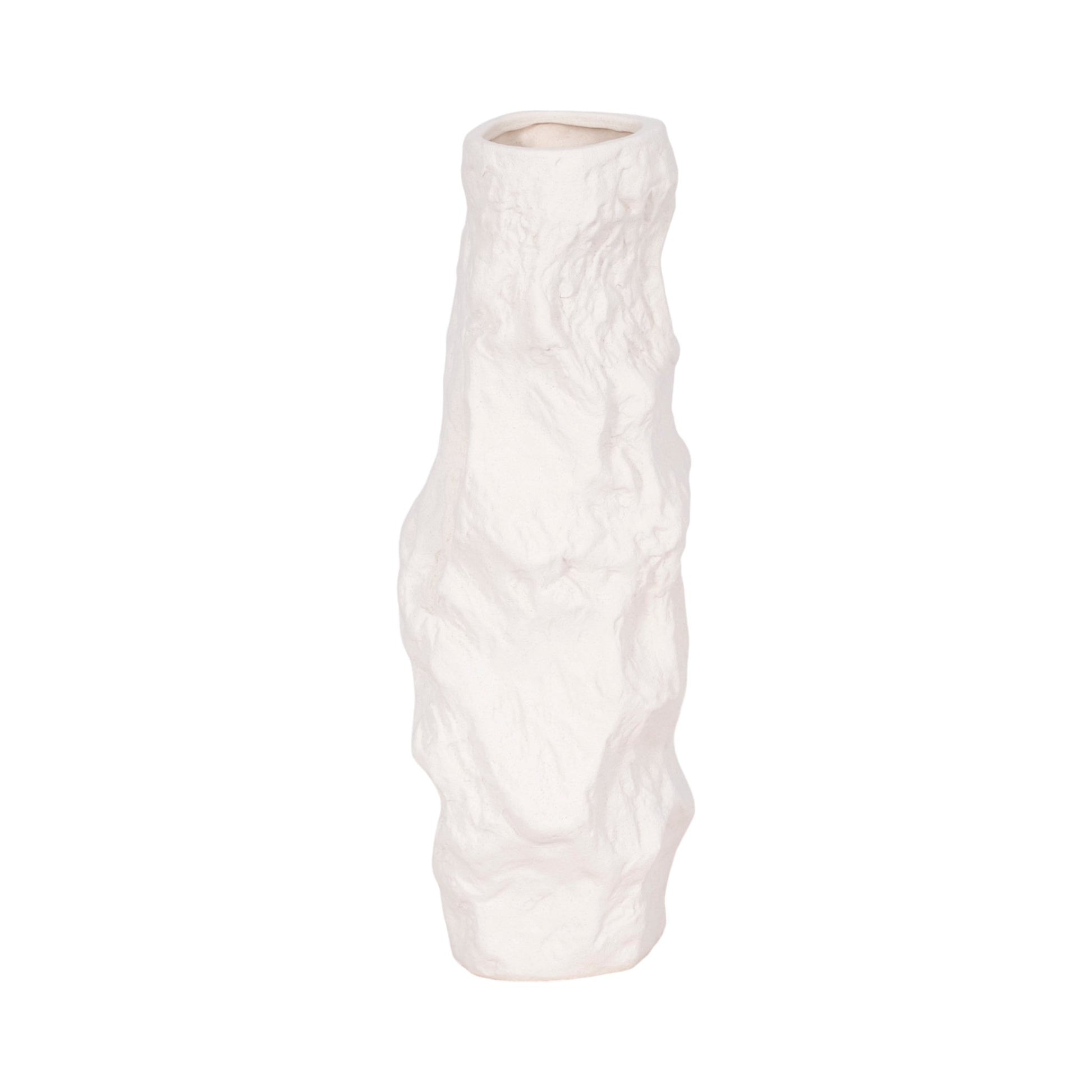 17" Jagged Textured Vase, White Vases and Jars| Sagebrook Home