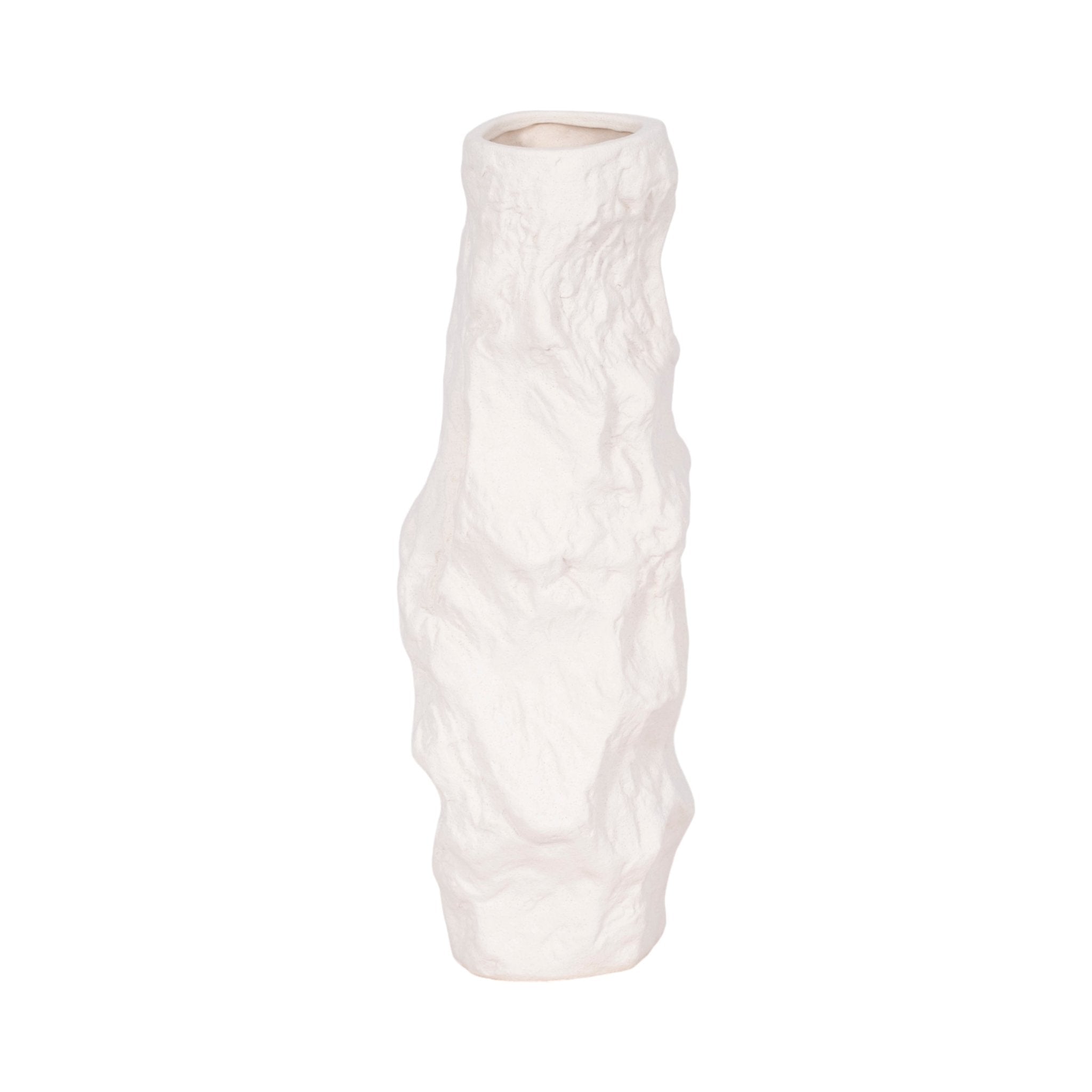 17" Jagged Textured Vase, White Vases and Jars| Sagebrook Home