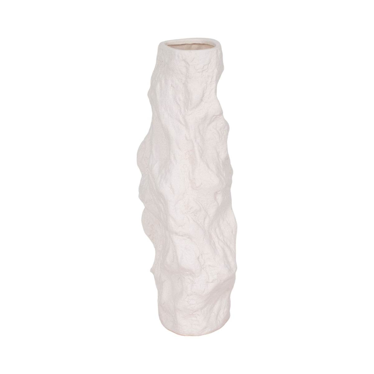 17" Jagged Textured Vase, White Vases and Jars| Sagebrook Home