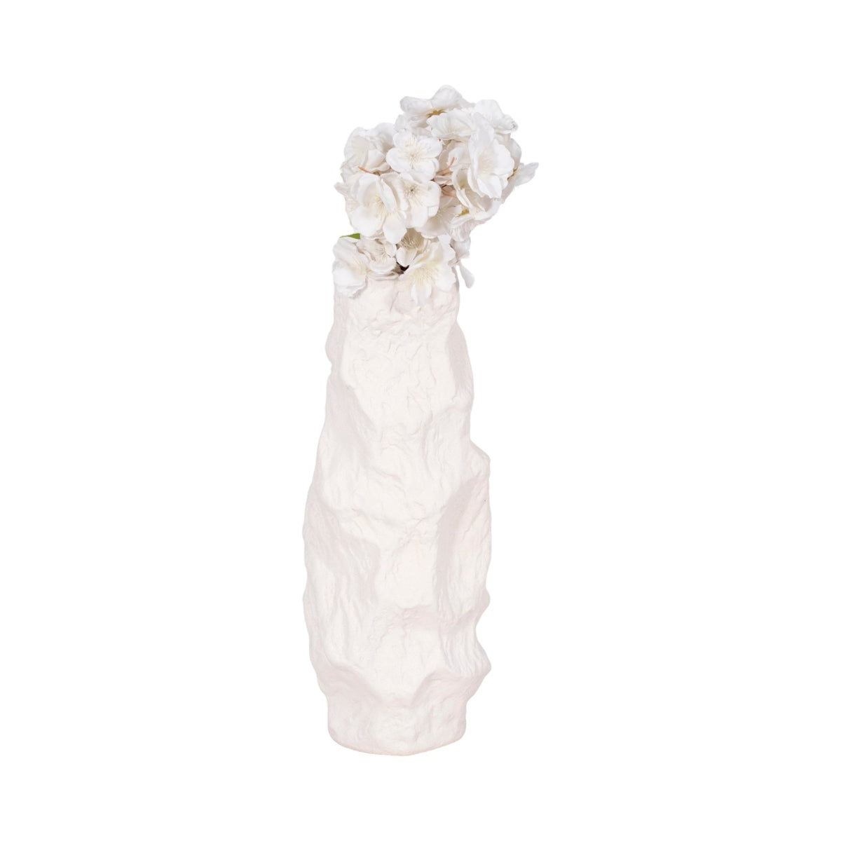 17" Jagged Textured Vase, White Vases and Jars| Sagebrook Home