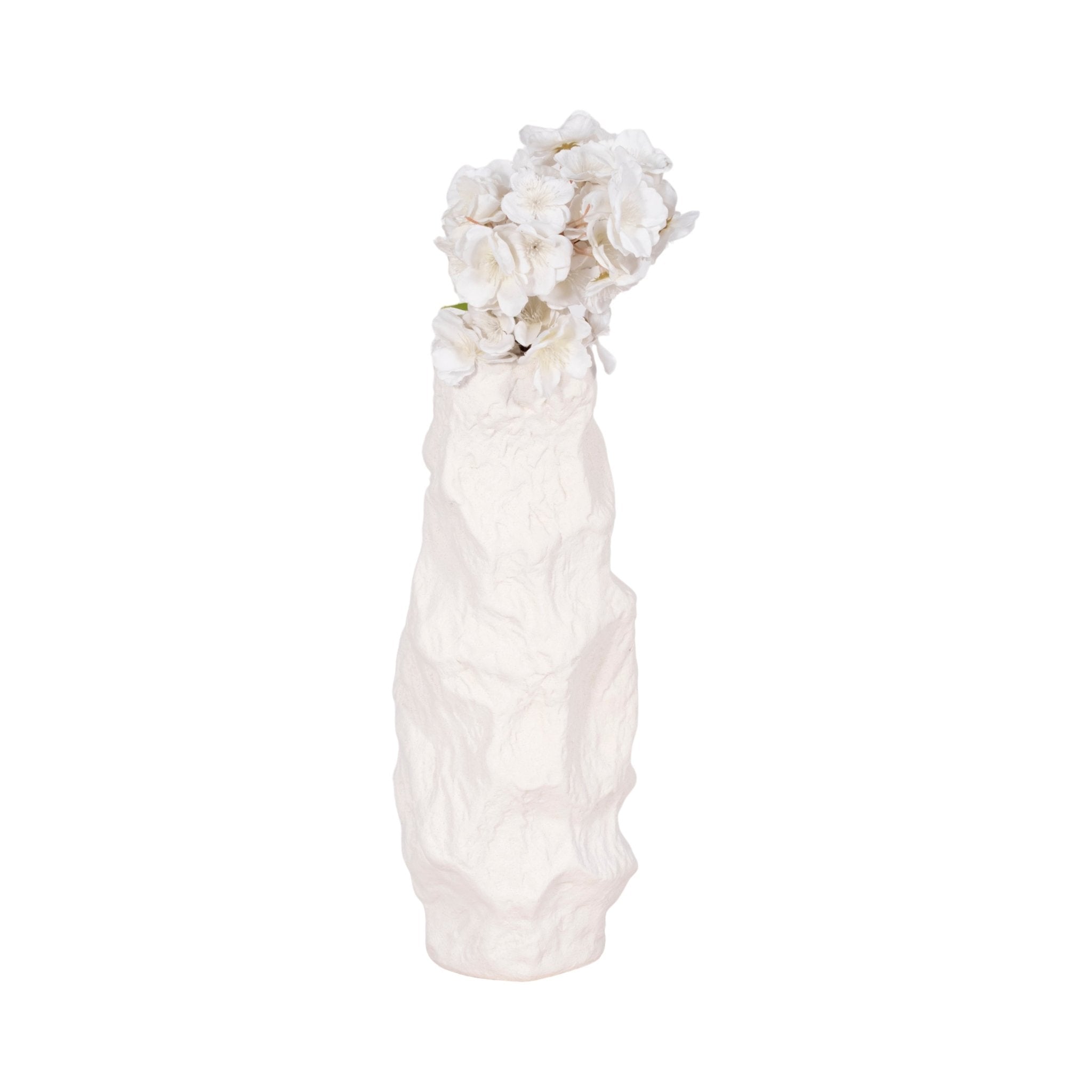 17" Jagged Textured Vase, White Vases and Jars| Sagebrook Home