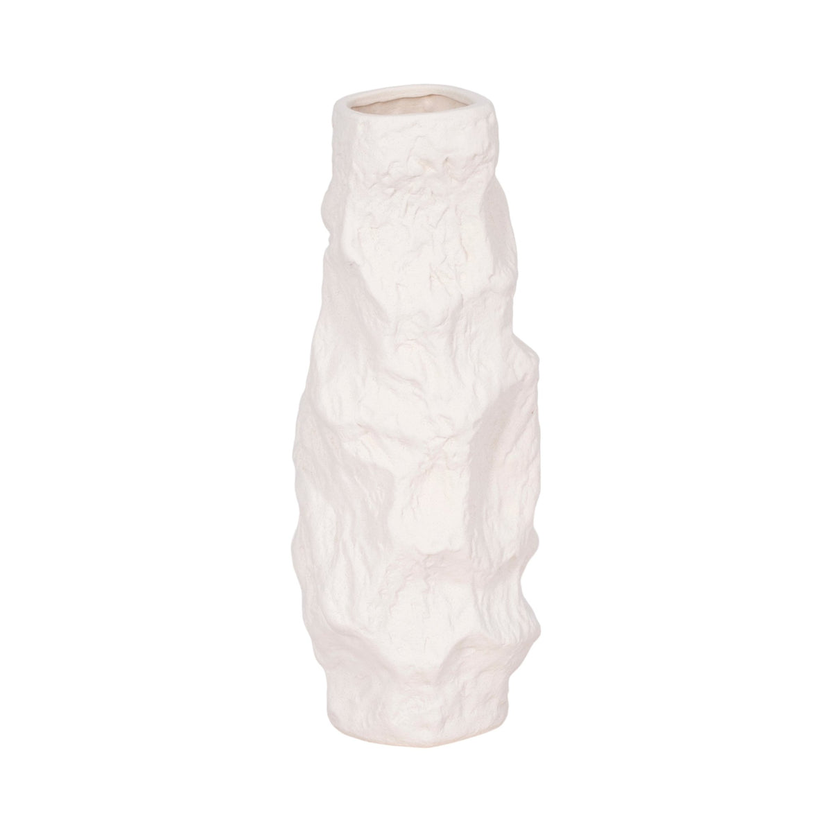 17" Jagged Textured Vase, White Vases and Jars| Sagebrook Home