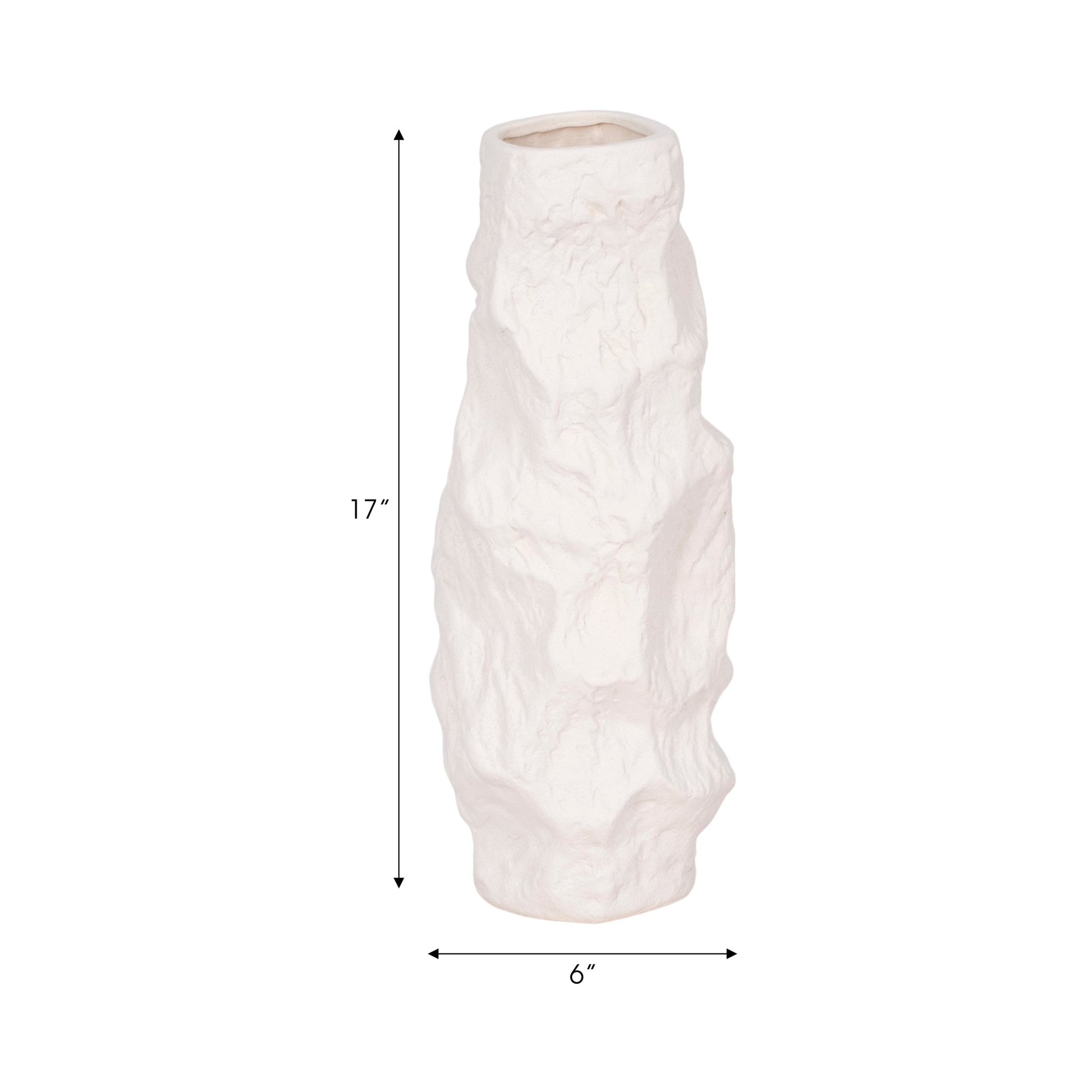 17" Jagged Textured Vase, White Vases and Jars| Sagebrook Home