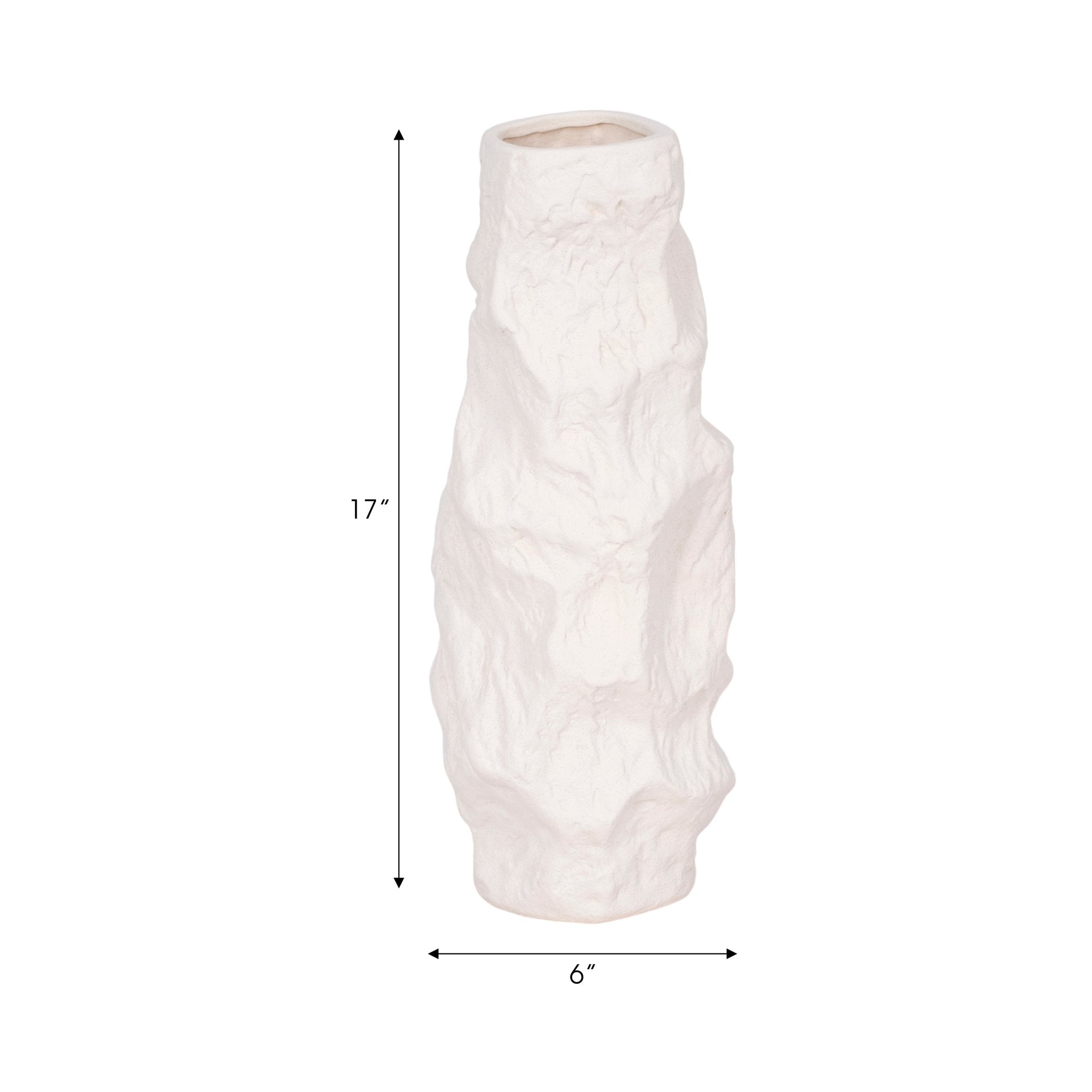 17" Jagged Textured Vase, White Vases and Jars| Sagebrook Home