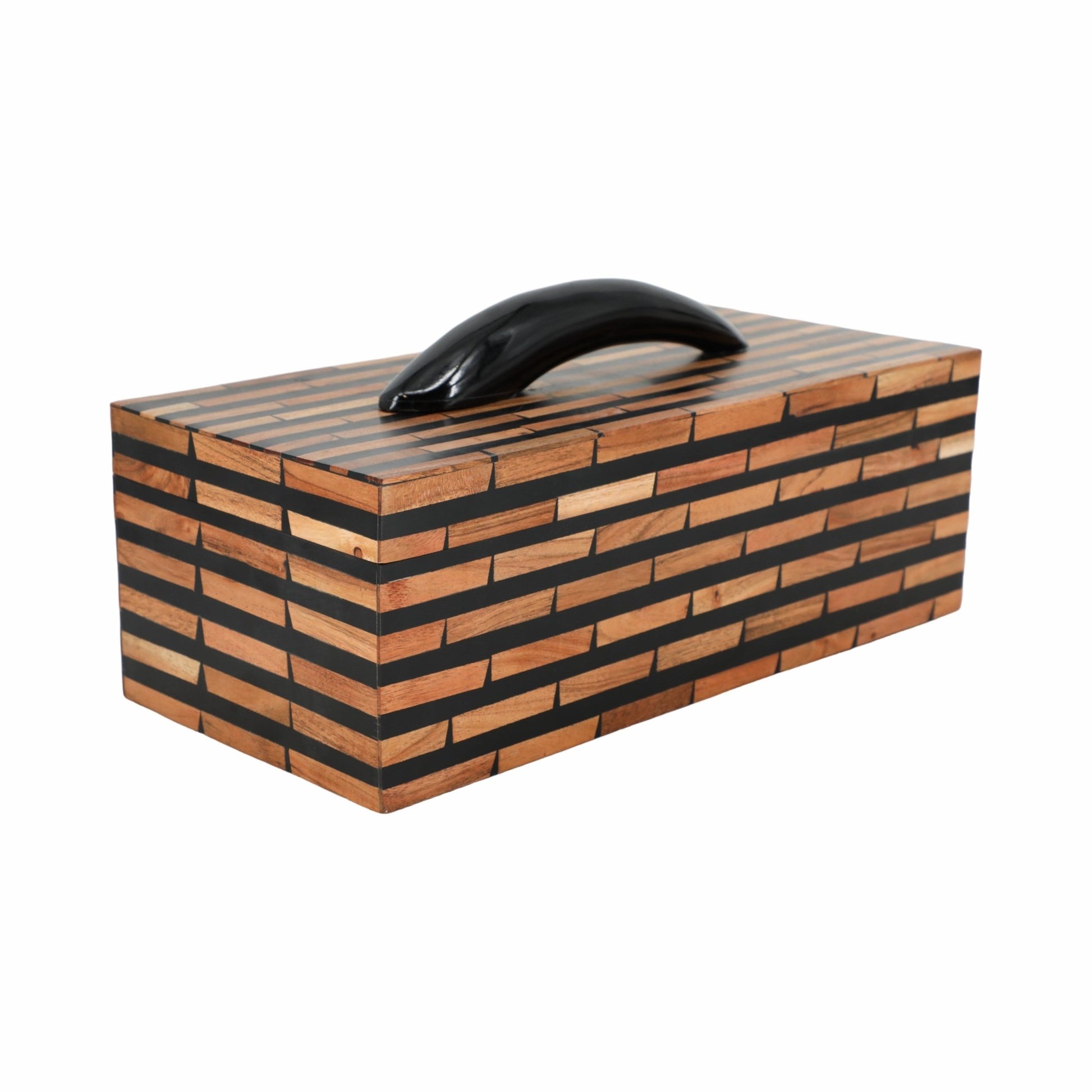 17" Madine Horn Rectangular Resin Box Table Decors| Sagebrook Home