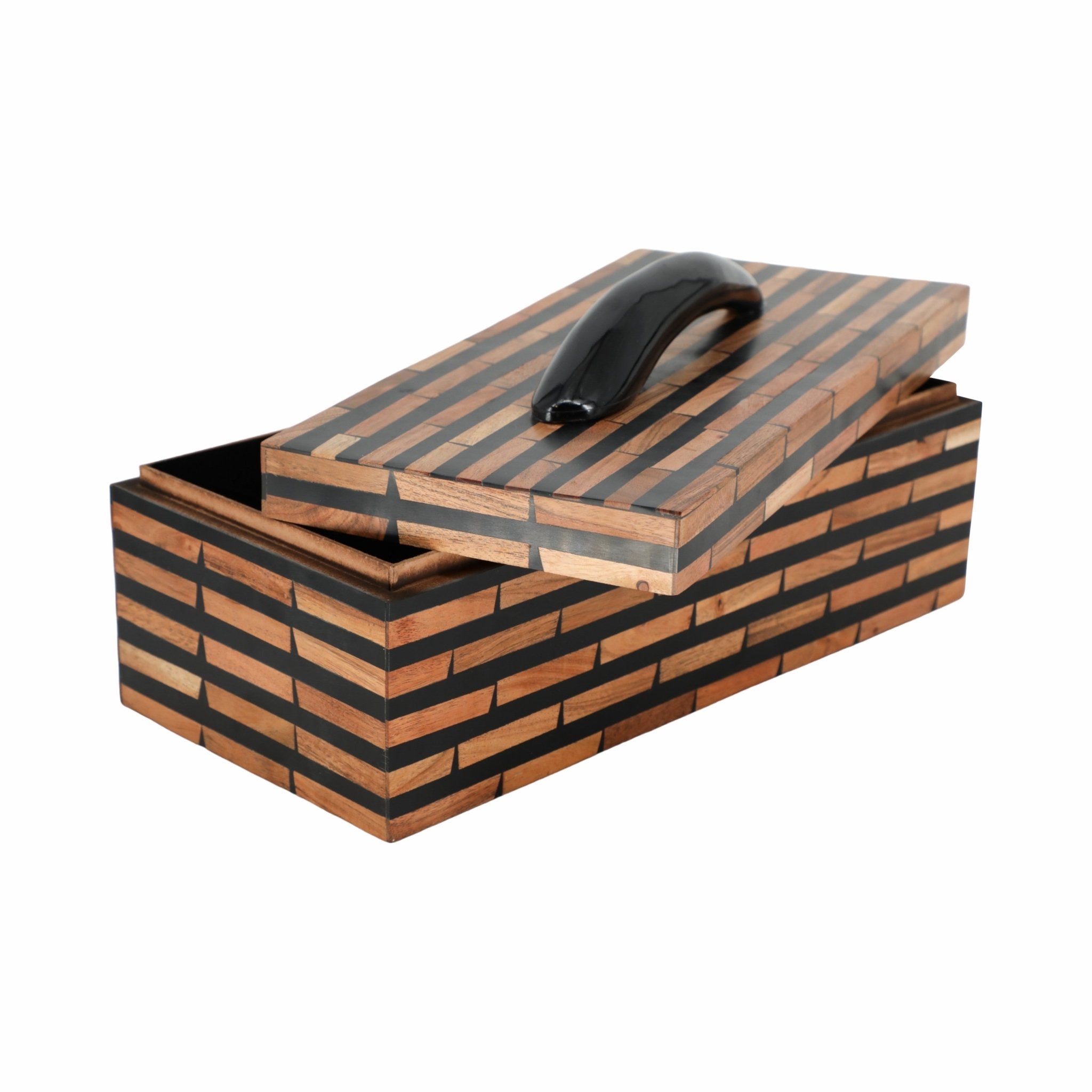 17" Madine Horn Rectangular Resin Box Table Decors| Sagebrook Home