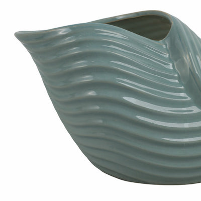 17" Seaside Blue Cer Shell Planter - Al Rugaib Furniture