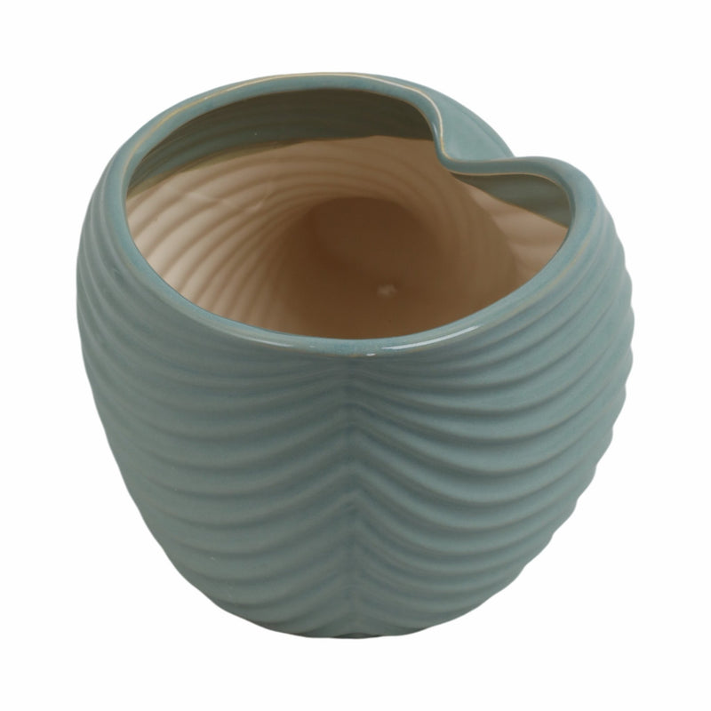 17" Seaside Blue Cer Shell Planter - Al Rugaib Furniture