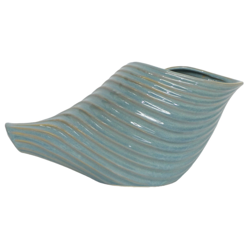 17" Seaside Blue Cer Shell Planter - Al Rugaib Furniture