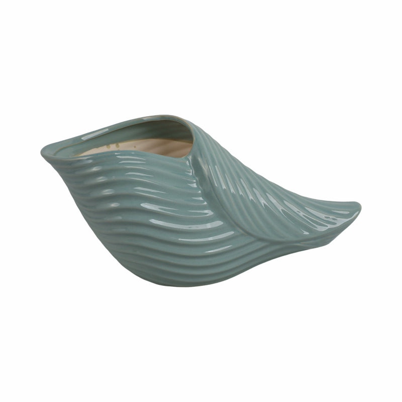 17" Seaside Blue Cer Shell Planter - Al Rugaib Furniture