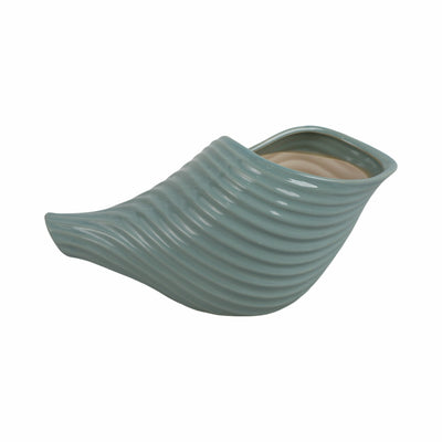 17" Seaside Blue Cer Shell Planter - Al Rugaib Furniture