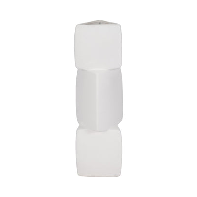 17" Stacked Triangle Rough Vase,ivory - Al Rugaib Furniture