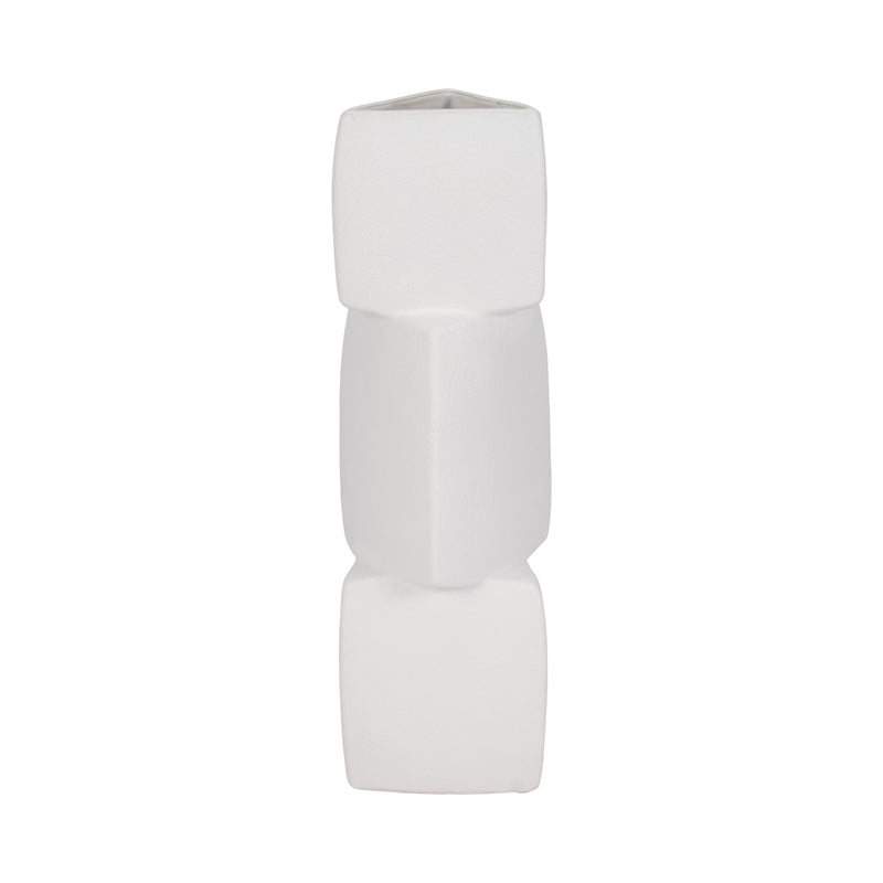 17" Stacked Triangle Rough Vase,ivory - Al Rugaib Furniture