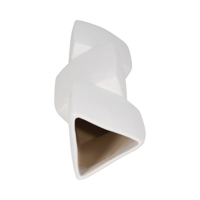 17" Stacked Triangle Rough Vase,ivory - Al Rugaib Furniture