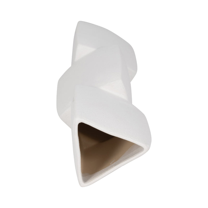 17" Stacked Triangle Rough Vase,ivory - Al Rugaib Furniture