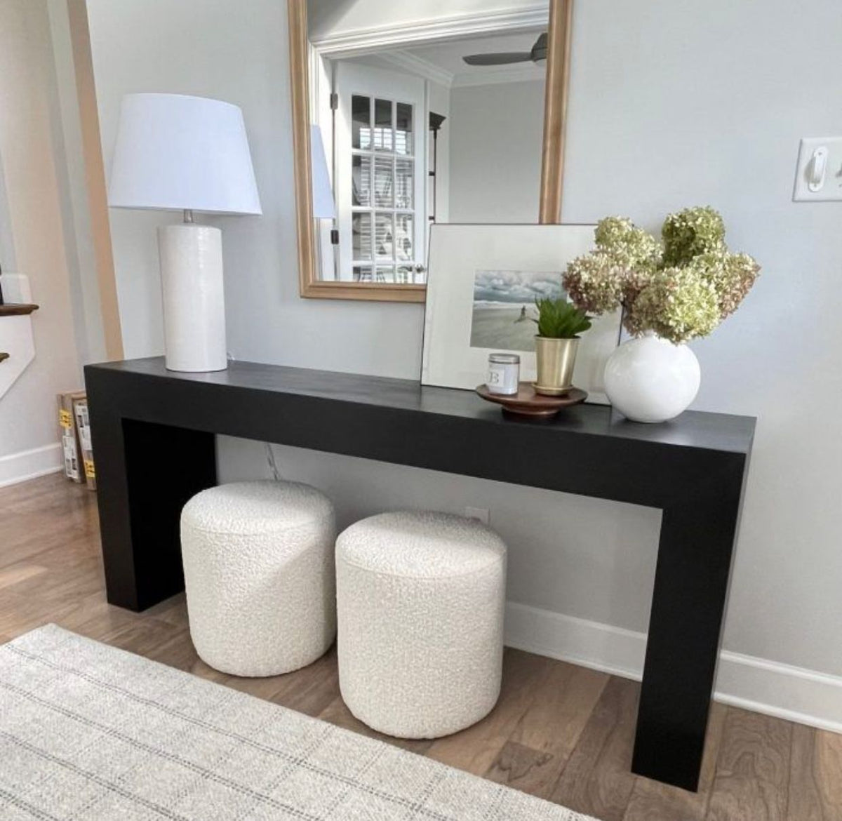 Royal | EbonyEden Console Table in Oak Wood with Two White Drawers - Black - 180×40×90 cm Royal Furniture