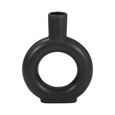 Cer, 9 Round Cut-Out Vase, Black