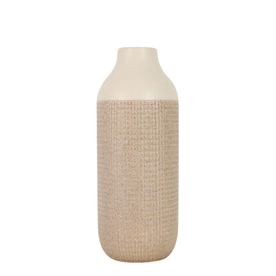 CER, 12 2-TONE VASE, WHITE/TAN