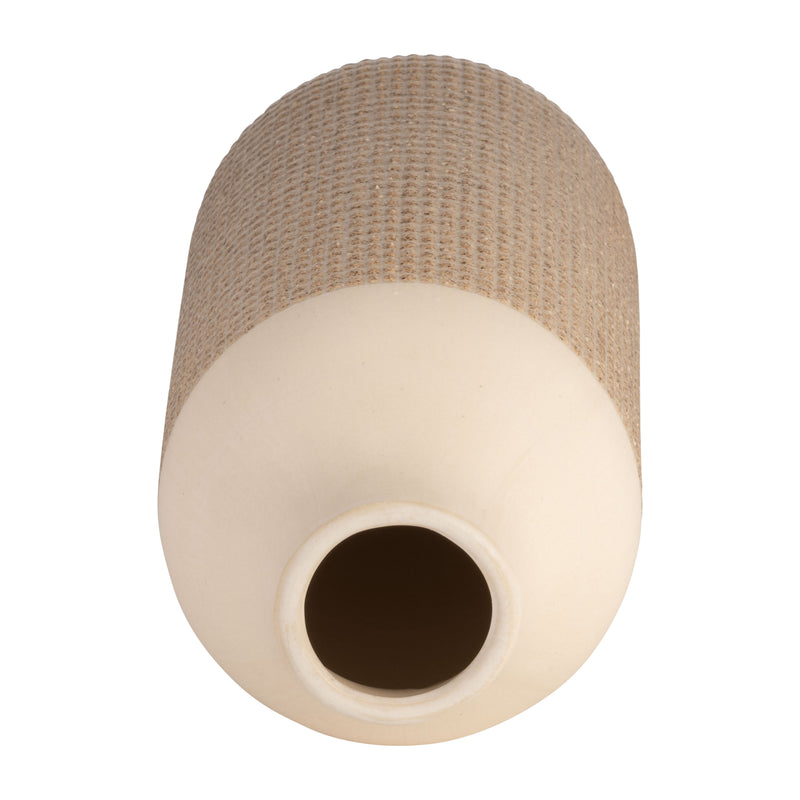 CER, 12 2-TONE VASE, WHITE/TAN