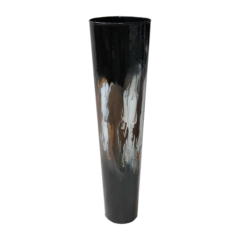 IRON,24H,TALL CUP STAIN VASE,BLACK