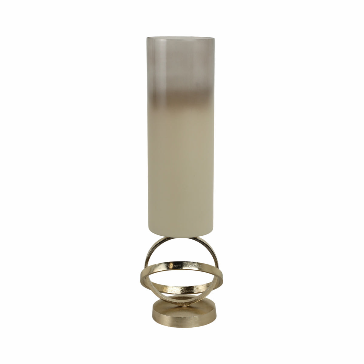 GLASS,21",HURRICANE W/SPHERE BASE,WHITE/GOLD