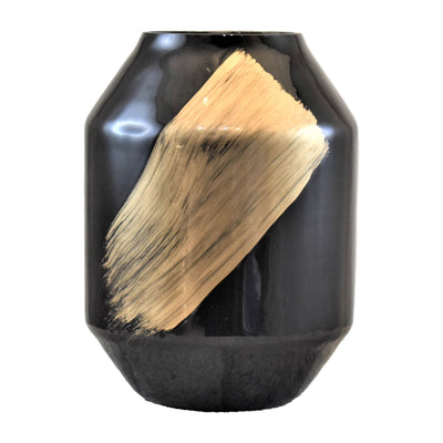 GLASS,10 STAR DUST VASE,GOLD/BLACK(GOLDEN SWOOCH)