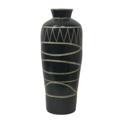 TERRACOTTA, 22H MODERN VASE, BLACK
