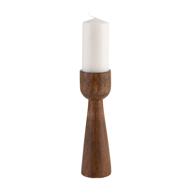 Wood, 15"H Candle Holder, Natural