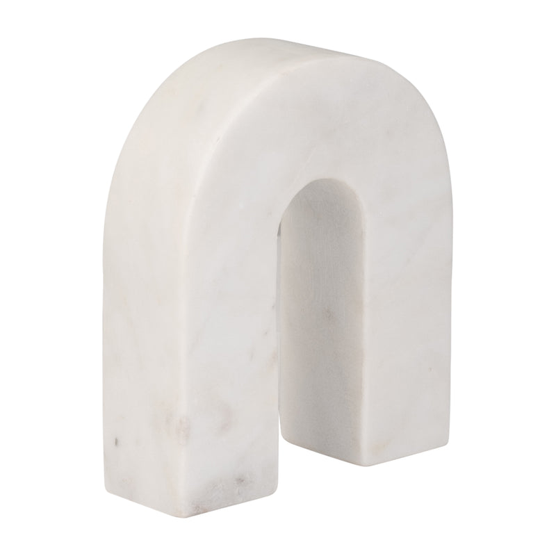 MARBLE, 6H HORSESHOE TABLETOP DECO, WHITE