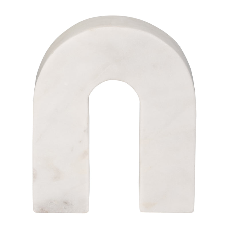 MARBLE, 6H HORSESHOE TABLETOP DECO, WHITE